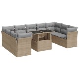Cumpara ieftin Set canapele de gradina cu perne, 10 piese, bej, poliratan