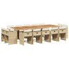 Set mobilier de gradina cu perne, 15 piese, bej, poliratan
