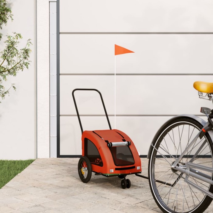 vidaXL Remorcă de bicicletă animale portocaliu/gri, textil oxford/fier 93970