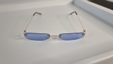Ochelari Soare Rimless Auriu Portocalii Unisex UV400 Fara Rama Metal Policarbonat Husa Laveta