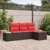vidaXL Set de canapele pentru grădină cu pernă 4 pcs poliratan 3359353