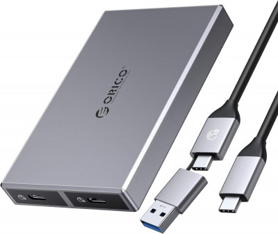 Carcasă SSD M.2 NVMe Dual-Bay ORICO, adaptor USB C la M2 pentru M Key PCIe 2230/ foto