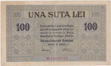 ROMANIA 100 LEI BGR 1917 aVF stampila PERCEPTOR JUD DOLJIU