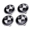 Set 4 Capace jante cu sigla BMW, gri/negru, 68mm