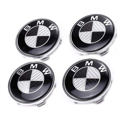 Set 4 Capace jante cu sigla BMW, gri/negru, 68mm foto