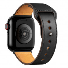 Curea Apple Watch din Piele Neagra 45 44 42mm