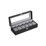 Cutie pentru ceasuri, Songmics, capacitate 6, JWB06BK, Gri