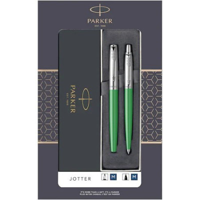 Set Parker Roller + Pix Jotter standard verde in cutie cadou cu fereastra foto