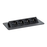 Prelungitor incastrat , 4 prize , tip , zflip-up, , negru mat