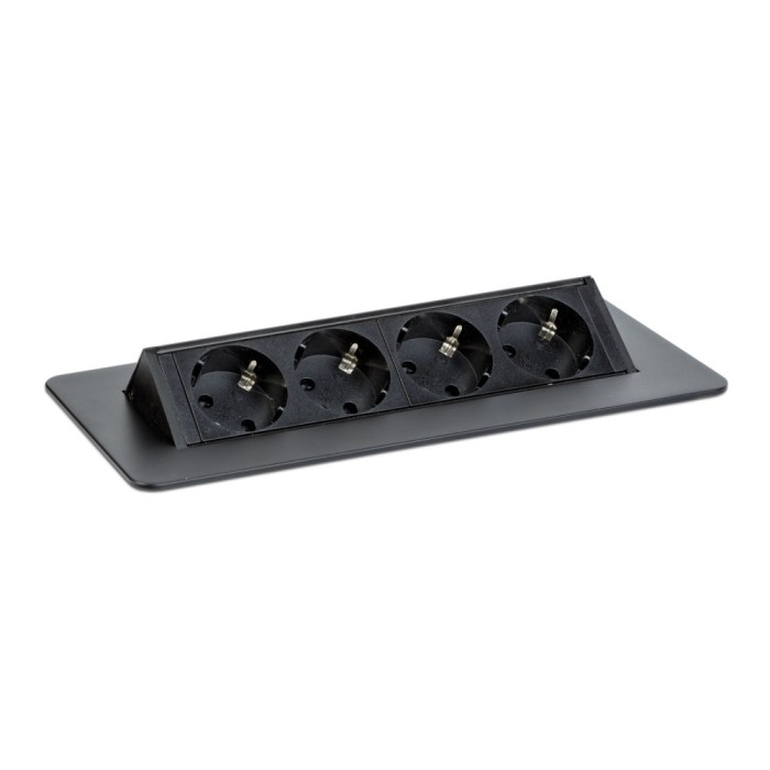 Prelungitor incastrat , 4 prize , tip , zflip-up, , negru mat