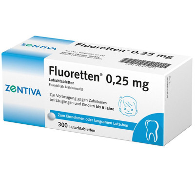 Supliment Alimentar, Zentiva, Fluoretten, pentru Sanatatea Dentara, cu Fluor 0.25mg, 300 tablete foto