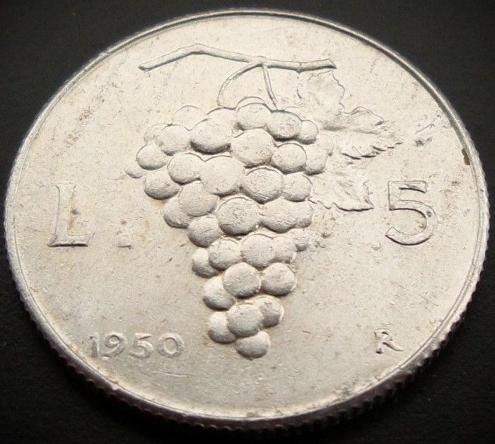 Moneda istorică 5 LIRE - ITALIA, anul 1950 * cod 1630