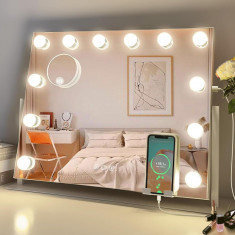 eVue oglindă vanitate cu lumini, oglindă de machiaj luminată 19.6" x 15.7" cu 12