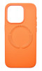 Husa din piele ecologica compatibila MagSafe pentru Apple iPhone 15 Pro, Portocaliu, Oem