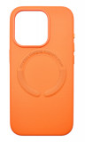 Husa din piele ecologica compatibila MagSafe pentru Apple iPhone 15 Plus Portocaliu