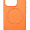 Husa din piele ecologica compatibila MagSafe pentru Apple iPhone 15 Pro Max Portocaliu