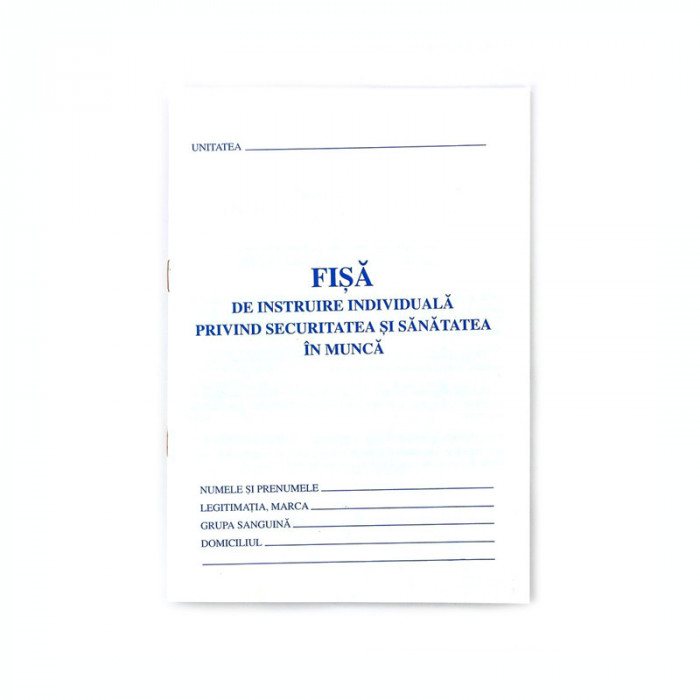 Fisa individuala de protectia muncii, format A5, orientare portret, 8 file