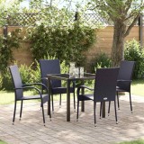 vidaXL Set de masă pentru grădină 5 pcs Negru Rattan poli