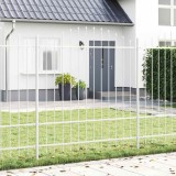 Gard de grădină cu v&acirc;rf arcuit, alb, 3.4x1.75 m, oțel