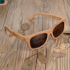 Ochelari de soare din lemn Bobo Bird BG003, lentila maro foto