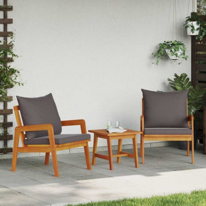 vidaXL Set bistro 3 pcs Maro 45 x 45 x 38cm Lemn masiv de acacia 4106460