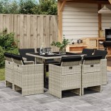 Cumpara ieftin Gossi set mobilier gradina cu perne, 9 piese, gri deschis, poliratan