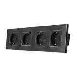 Cumpara ieftin Priza cvadrupla Luxion cu rama din aluminiu, negru