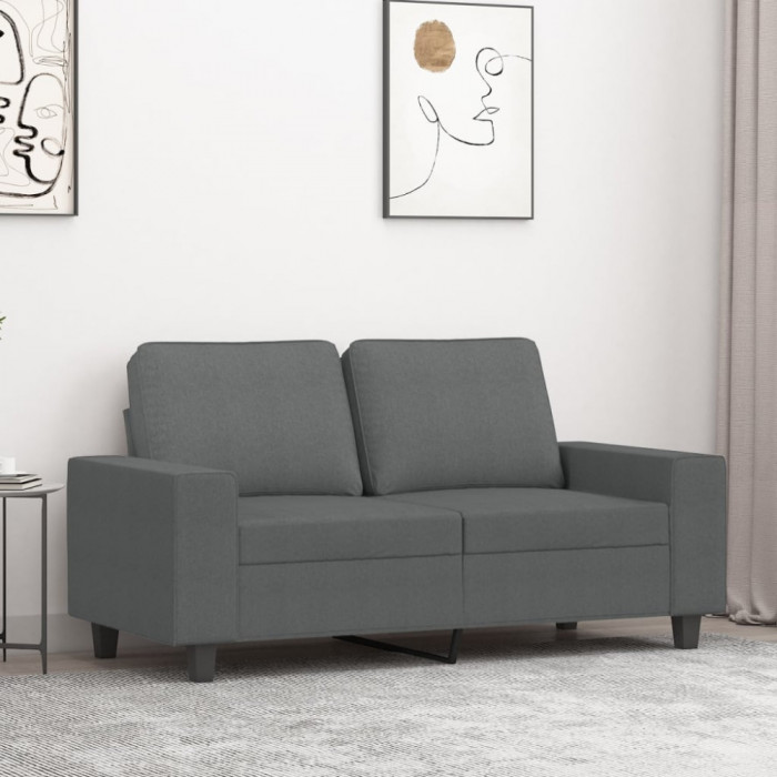 vidaXL Canapea cu 2 locuri, gri &icirc;nchis, 120 cm, material textil 359384