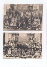 Lot 4 foto sfarsit an scolar 1932 1933 1934 1935 - premianti abecedar - perioada regalista - 12 x 17 cm