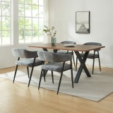 Set 4 scaune dining tapitate Kohlmand, gri &icirc;nchis, cu cotiere