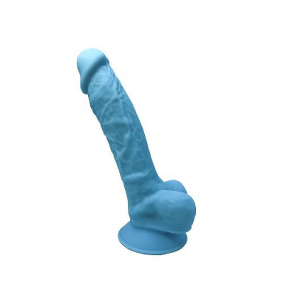 SilexD 7 inch Realistic Silicone Dual Density Dildo with Suction Cup and Balls Blue foto