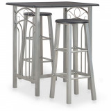 Set mobilier de bar, 3 piese, negru, lemn și oțel, Set masa si scaune, 4 scaune, vidaXL