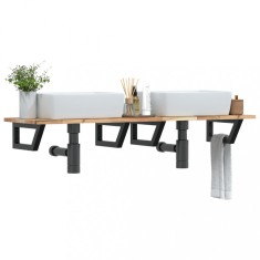 vidaXL Raft pentru lavoar montat pe perete, oțel și lemn masiv acacia 3302683