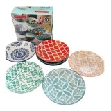 Set 6 farfurii in relief din ceramica colorata, 10 cm