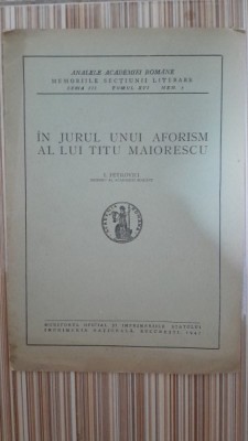 In jurul unui aforism al lui Titu Maiorescu - I. Petrovici foto