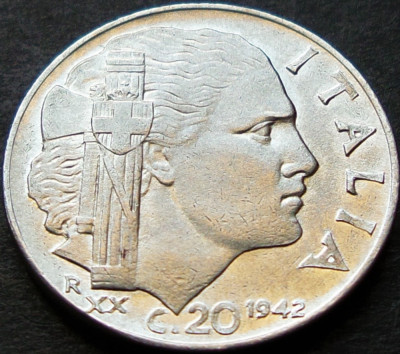 Moneda istorica 20 CENTESIMI - ITALIA FASCISTA, anul 1942 *cod 781 foto