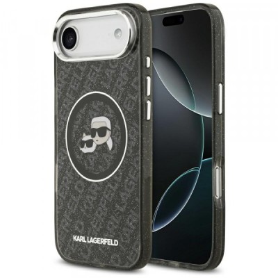 Husa MagSafe pentru Apple iPhone 17 Air, Karl Lagerfeld, IML Glitter Karl &amp;amp; Choupette`s Heads, Neagra foto
