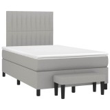 Cumpara ieftin Pat box spring cu saltea, gri deschis, 120x190 cm, textil