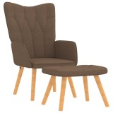 Cumpara ieftin Scaun de relaxare cu taburet, maro, material textil