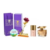 Cumpara ieftin Set complet pentru Ea Miss Giordani (apa de parfum, deodorant roll-on), insotit de insigna Dactylion cu mesaj motivational, cadou un trandafir rosu su, Oriflame