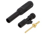 Conector banană ST&Auml;UBLI 1,5mm negru crimpat 65.3339-21, lungime 39,7mm