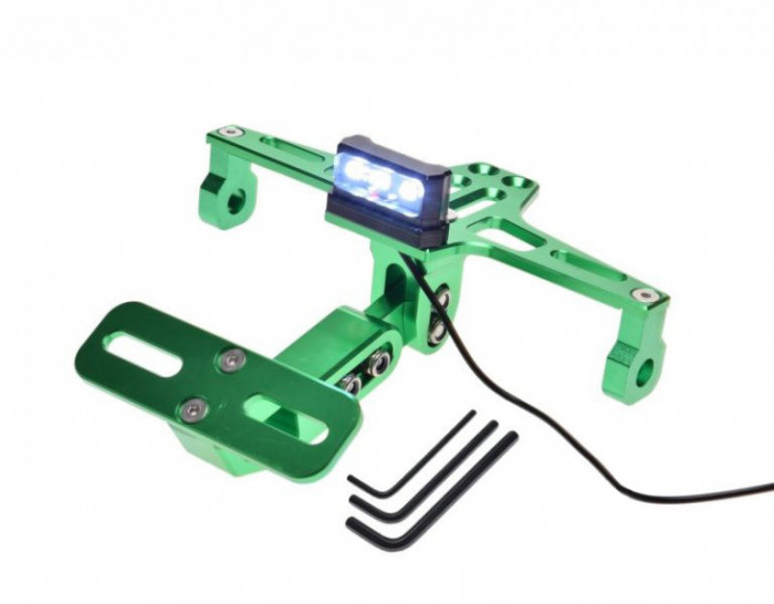 Suport numar cu lampa pentru moto &amp;amp; atv, din aluminiu, culoare verde, univer Cod Produs: MX_NEW AW568991G