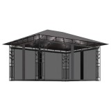 Pavilion cu plasa anti-tantari&amp;lumini LED, antracit, 4x3x2,73 m