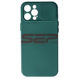Husa iPhone 12 Pro Max, TPU, Protectie Camera Glisanta, Verde Inchis