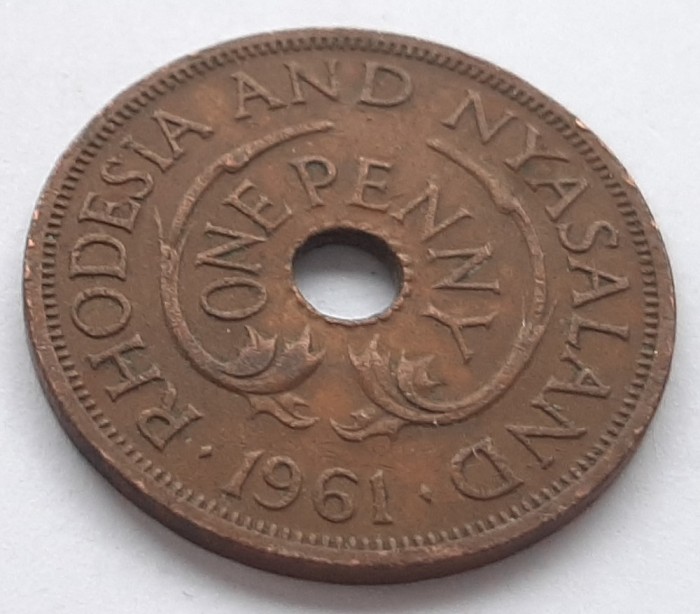 94. Moneda Rhodesia &amp; Nyasaland 1 penny 1961
