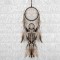 Dreamcatcher Etnic, Maro, Pene Bicolore, Mărgele Lemn Ecru, 11x40cm