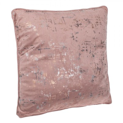 Perna Decorativa de Iarna Roz Velvet cu Folie Aurie Argintie 45x45 cm foto