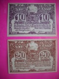 HOPCT BANCNOTA NOTGELD NR 14 - TRAUNKREIS SET 2 BUC 10 SI 20 HELLER 1920 -AUSTRIA