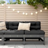 Canapea Mijloc Gradina Gossi, 2 Buc, Gri, Lemn Masiv Pin, Perne Incluse - Exterior, Terasa