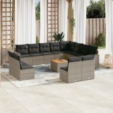 vidaXL Set mobilier de grădină cu perne, 13 piese, gri, poliratan 3256704